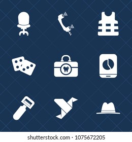 Premium set with fill icons. Such as life, health, art, interior, armchair, gambling, vest, sea, phone, chair, peeler, white, modern, care, casino, safety, kitchen, dice, origami, tool, vegetable, hat