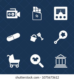 Premium set with fill icons. Such as food, clothes, wireless, communication, bucket, woman, business, money, medical, shovel, signal, media, handle, candy, camera, carriage, dark, sweet, female, toy