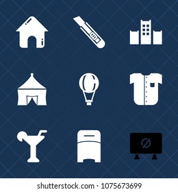 Premium set with fill icons. Such as house, shirt, home, entertainment, martini, extreme, background, sky, jump, sign, tent, business, real, new, traffic, bed, cutter, estate, fashion, vacation, knife