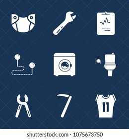 Premium set with fill icons. Such as wrench, service, machine, medical, tool, screwdriver, newborn, white, bathroom, nappy, construction, position, heart, point, game, sport, industrial, hygiene, baby
