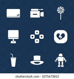 Premium set with fill icons. Such as cold, television, technology, food, board, professional, blackboard, school, texture, camera, heart, dessert, lolly, machine, juice, drink, chalk, colorful, stick