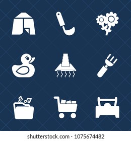Premium set with fill icons. Such as duck, kitchenware, adventure, kitchen, file, utensil, spoon, cute, cooking, rubber, blossom, commerce, food, duckling, car, toy, spring, travel, soup, leisure