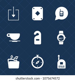 Premium set with fill icons. Such as espresso, music, boy, privacy, downloading, poker, file, map, smart, button, card, web, ringing, young, coffee, gadget, child, communication, casino, download, mug