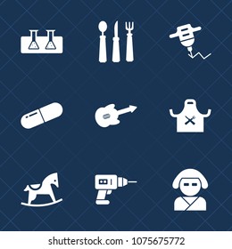 Premium set with fill icons. Such as horse, musical, medical, science, pill, experiment, guitar, biology, japan, test, kimono, asian, medicine, electric, vitamin, drug, geisha, kitchen, beautiful, toy