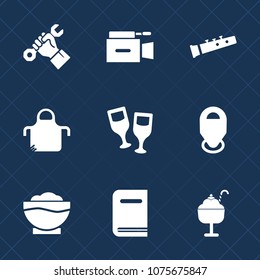 Premium set with fill icons. Such as kitchen, pipe, television, library, foreman, dessert, sound, cook, microphone, camera, helmet, business, construction, education, coffee, professional, industry