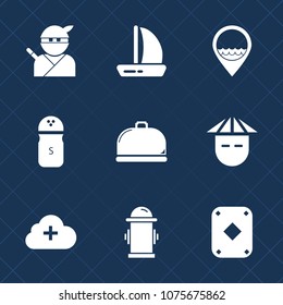 Premium set with fill icons. Such as young, sailboat, boat, sail, black, sea, location, sword, cloud, job, food, department, samurai, spice, restaurant, salt, wind, japanese, ingredient, warrior, map
