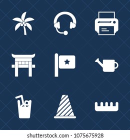 Premium set with fill icons. Such as machine, beauty, summer, coconut, tropical, equipment, cold, plant, technology, juice, road, audio, background, traffic, america, tree, leaf, music, studio, hair
