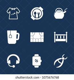 Premium set with fill icons. Such as audio, cradle, dentist, newborn, cup, white, electric, drill, baby, food, nutrition, headphone, sound, medical, kid, fun, table, music, watch, clothes, fashion