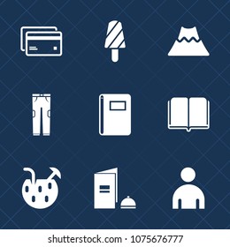 Premium set with fill icons. Such as fashion, glass, card, dessert, debit, literature, library, mountain, credit, plastic, page, popsicle, cold, summer, crater, frozen, lava, business, ice, textbook