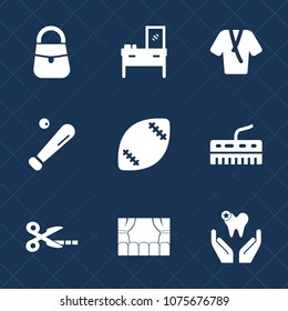 Premium set with fill icons. Such as ball, football, room, keyboard, health, fashion, cabinet, storage, grass, dentist, music, theater, goal, accessory, kitchen, wood, clothing, clothes, cut, league
