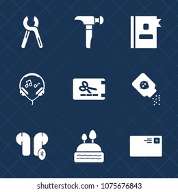 Premium set with fill icons. Such as equipment, technology, book, communication, renovation, coupon, reparation, construction, audio, powder, wireless, sweet, repair, business, letter, telephone, food