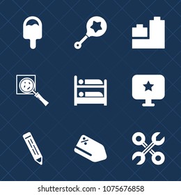 Premium set with fill icons. Such as food, infant, repair, discount, glass, sign, search, magnification, baby, bear, service, cone, magnifying, industrial, magnifier, computer, ball, icecream, shake