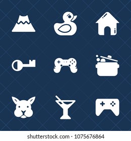 Premium set with fill icons. Such as crater, nature, summer, eruption, key, volcanic, rubber, joystick, security, home, juice, construction, estate, lock, play, toy, real, bath, city, glass, sign