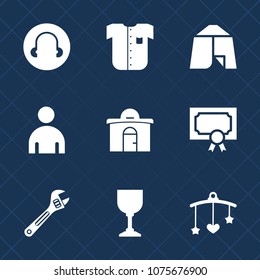 Premium Set With Fill Icons. Such As Mobile, Tent, Estate, Real, Spanner, Wrench, Wine, House, Building, Toy, Alcohol, Male, Sign, Frame, Equipment, Cotton, Business, Shirt, New, Textile, Clothes, Boy