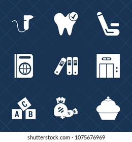 Premium set with fill icons. Such as white, competition, elevator, clinic, tooth, dentist, file, office, education, lollipop, dessert, championship, modern, equipment, match, cake, tourism, background