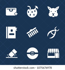 Premium set with fill icons. Such as sign, drill, grocery, erase, market, education, bag, collection, food, juice, commerce, party, cold, summer, animal, eraser, sale, book, drink, telephone, alcohol