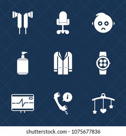 Premium set with fill icons. Such as watch, hygiene, outfit, audio, liquid, furniture, gadget, mobile, bed, face, toy, music, jacket, bath, clean, kid, portrait, child, sad, chair, earphone, childhood