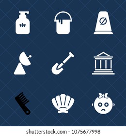 Premium set with fill icons. Such as sign, child, bottle, clean, street, interior, nature, care, baby, banking, construction, cute, tool, work, road, bath, business, liquid, beauty, hygiene, hair, sea