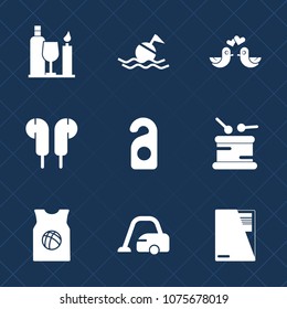 Premium set with fill icons. Such as sea, lifebuoy, instrument, team, home, dove, motel, drum, musical, music, domestic, pigeon, housework, bird, love, buoy, label, valentine, life, vine, basketball