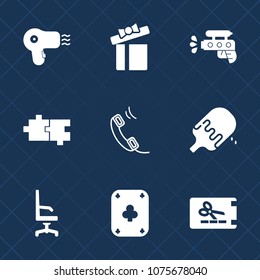 Premium set with fill icons. Such as present, chair, holiday, bow, celebration, water, pistol, christmas, decoration, barber, poker, sweet, white, childhood, phone, food, dryer, shape, armchair, price
