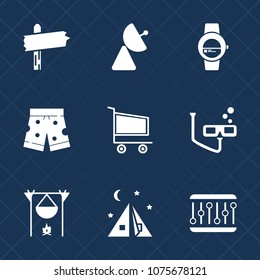 Premium set with fill icons. Such as way, technology, device, concept, scuba, hot, road, bonfire, arrow, cart, smart, camp, sport, time, business, template, adventure, travel, choice, direction, radio