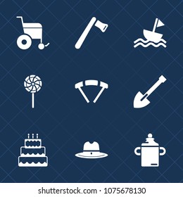 Premium set with fill icons. Such as hat, sweet, disability, plastic, parachute, extreme, nautical, texas, hammer, work, disabled, nutrition, sky, west, pie, sailboat, equipment, bottle, sail, saw
