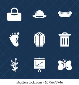 Premium set with fill icons. Such as fitness, jacket, grain, hot, child, nature, hat, sport, object, document, recycle, annual, business, bag, foot, white, plant, agriculture, beauty, baby, waste, cap