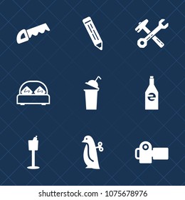 Premium set with fill icons. Such as animal, construction, wrench, photography, coffee, white, drink, office, baby, tool, bedroom, furniture, spanner, photographer, technology, liquid, restaurant, cup