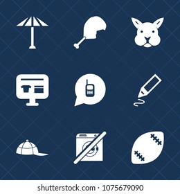 Premium set with fill icons. Such as cute, meat, sale, headwear, oriental, pen, colorful, american, ringing, chicken, poultry, bunny, clothing, umbrella, easter, japanese, animal, hat, ball, telephone