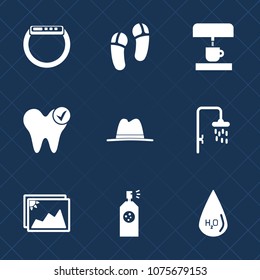 Premium set with fill icons. Such as care, fashion, drop, photo, water, screen, equipment, shower, object, machine, footwear, coffee, white, hygiene, hat, graphic, sign, time, smart, touch, bathroom
