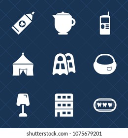 Premium set with fill icons. Such as pot, healthy, rucksack, tooth, toothbrush, home, water, phone, circus, bag, breakfast, technology, house, hot, school, communication, interior, tent, clean, paste
