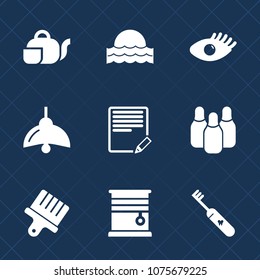 Premium set with fill icons. Such as write, brush, beverage, window, cone, room, curtain, teapot, girl, face, bulb, ball, asian, white, morning, sign, tea, bowling, lamp, nature, sunset, sport, cup