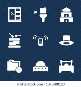 Premium set with fill icons. Such as vehicle, sign, kitchen, asia, drum, sunrise, call, business, ringing, musical, data, home, washroom, sun, wc, storage, folder, interior, car, modern, nature, phone