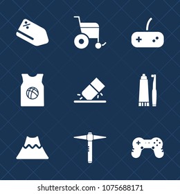 Premium set with fill icons. Such as education, price, hammer, erase, accessibility, fashion, school, dental, sport, white, technology, t-shirt, shirt, wheelchair, basketball, joystick, gift, health