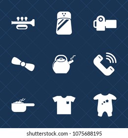 Premium set with fill icons. Such as trumpet, photo, musical, lens, ingredient, white, fashion, ribbon, food, photography, phone, kid, kitchen, clothes, shirt, sign, camera, spice, dish, photographer