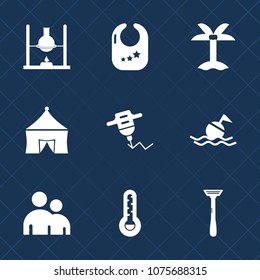Premium set with fill icons. Such as newborn, people, human, baby, tent, help, leaf, medicine, sign, rattle, toy, play, circus, laboratory, machine, childhood, plant, life, chemical, nature, drill