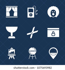 Premium set with fill icons. Such as media, barbecue, halloween, audio, drawing, character, horror, grill, internet, search, funny, meat, house, play, interior, gardening, work, circus, holiday, bbq