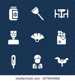 Premium set with fill icons. Such as sensu, boy, male, temperature, hospital, medicine, white, home, glass, medical, health, dinner, man, jar, chef, sweet, kitchen, chocolate, knife, restaurant, child