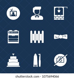 Premium set with fill icons. Such as bow, elegance, toothbrush, tv, fence, protection, screen, video, food, old, wall, toothpaste, bucket, dental, people, picture, camera, photo, health, water, boy
