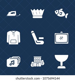 Premium set with fill icons. Such as house, food, equipment, work, sea, fishing, queen, fish, royal, king, animal, seafood, clothing, jacket, hot, iron, music, tv, fashion, room, electric, luxury