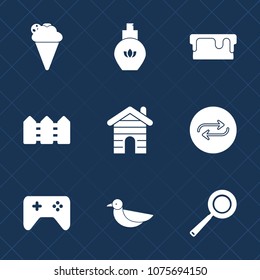 Premium set with fill icons. Such as pan, animal, perfume, replace, game, product, spray, cone, luxury, bird, replacement, utensil, cooking, fashion, sky, fence, vanilla, female, white, aroma, nature