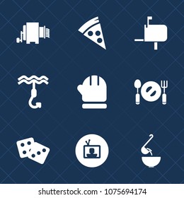 Premium Set With Fill Icons. Such As Mail, Warm, Success, Pasta, Gambling, Scarf, Dinner, Season, Knife, Technology, Tv, Metal, Post, Fork, Television, Send, Soup, Pizza, Fish, Letter, Meal, Spoon