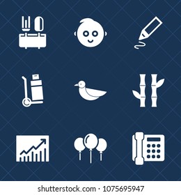 Premium set with fill icons. Such as nature, graph, pen, little, decoration, concept, girl, communication, phone, office, spoon, stationery, trend, kitchen, meal, bird, kid, boy, sky, child, cargo
