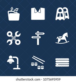 Premium set with fill icons. Such as internet, document, video, child, fashion, shirt, new, cheeseburger, baby, water, textile, sport, music, repair, snack, toy, home, japan, file, burger, clothing