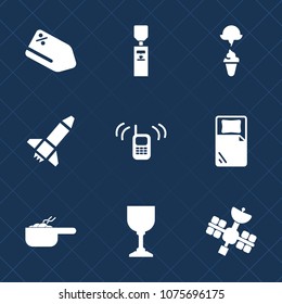 Premium set with fill icons. Such as dish, sweet, sign, rocket, communication, milk, alcohol, machine, dessert, cream, bed, plastic, phone, launch, ringing, mineral, pot, water, coupon, label, ice