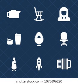 Premium set with fill icons. Such as girl, cafe, mug, easter, bean, beauty, home, holiday, fresh, sugar, chair, coffee, beautiful, accordion, music, launch, female, office, raw, drink, armchair, woman