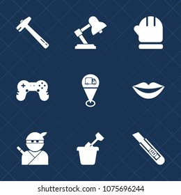 Premium set with fill icons. Such as sand, girl, light, christmas, play, beauty, wrench, warm, screwdriver, joystick, teeth, scarf, game, tool, construction, sign, samurai, sandbox, weapon, table, hat