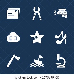 Premium set with fill icons. Such as reparation, construction, high, beauty, childhood, wet, hammer, pistol, gun, fashion, water, toy, sailboat, paper, girl, business, service, web, work, cloud, home