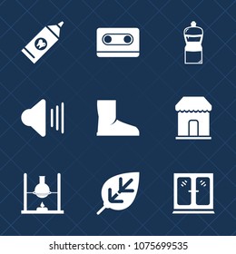 Premium set with fill icons. Such as sound, volume, clean, audio, care, plant, home, brush, cassette, housework, science, old, vintage, cleaner, up, interior, tape, cabinet, health, toothpaste, leaf