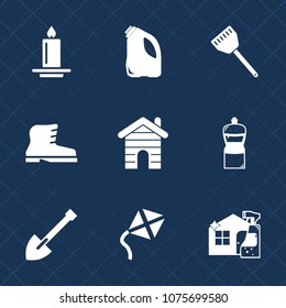 Premium set with fill icons. Such as building, construction, garbage, decoration, celebration, kite, wear, real, light, container, chef, wax, sign, tool, leather, broom, style, estate, fashion, flame